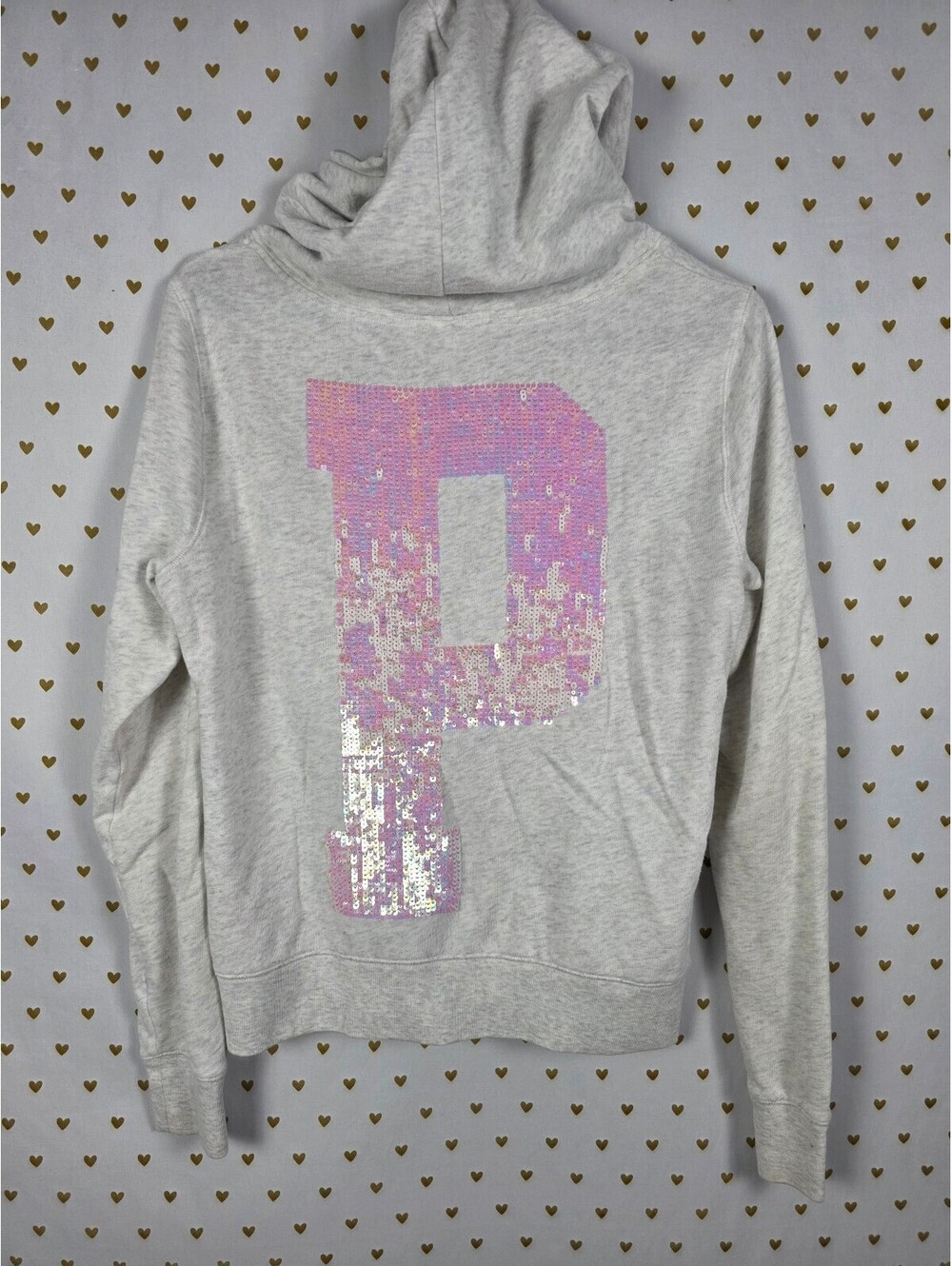 Victorias Secret Pink Mermaid Bling Logo Full zip Hoodie Jacket Medium Sequined